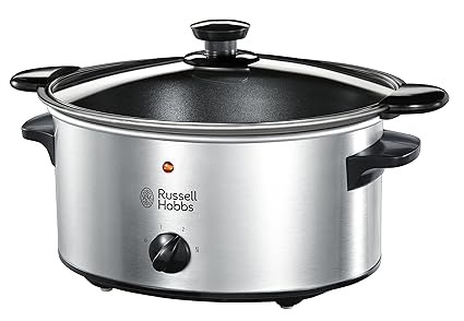 Russell Hobbs 22740-56 Schongarer Cook@Home, Crock Pot, elektrischer Slow Cooker, 3 Temperatureinstellungen, 3.5l, Edelstahl/