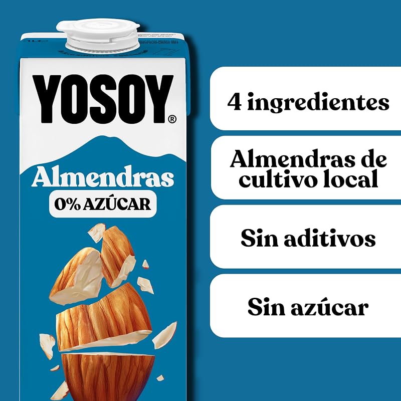Bebida Vegetal de Almendras Sin Azúcar, pack de 6 x 1L