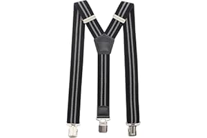 Timiot Premium Men's Y-Back Suspenders Stretch Perfect 1.5" Width for Work Style Formal Strong Heavy Duty Clips