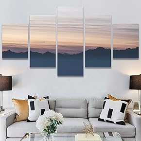SIGNWIN 5 Panel Canvas Wall Art Landscape Mountain...