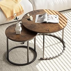 aboxoo Coffee Table Nesting Round Table Set of 2