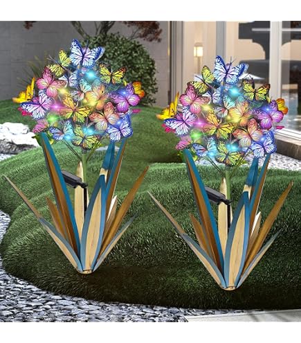 Amazon.com: Homight Solar Metal Agave Butterfly Flower Stick