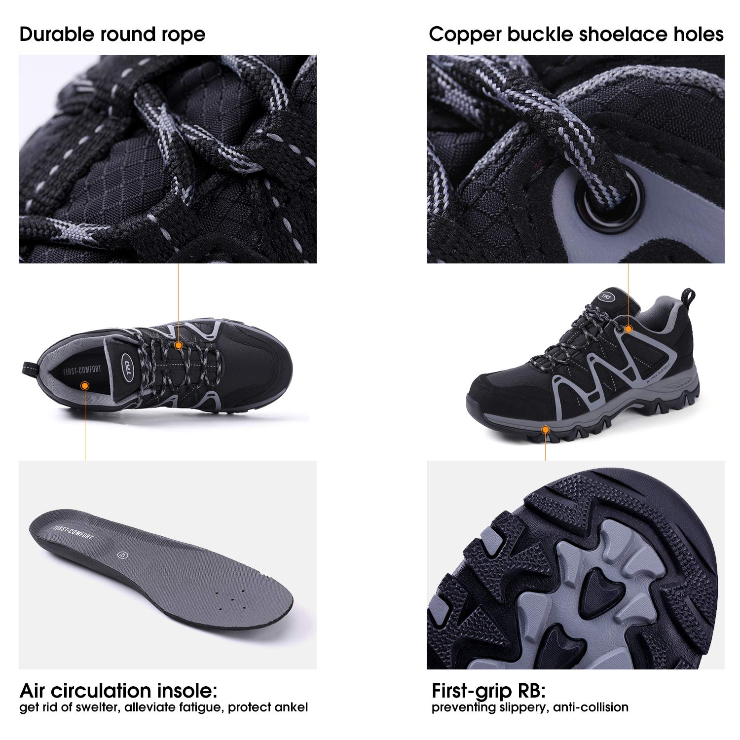 TFO Mens Breathable Walking Hiking Shoes Outdoor Running Backpacking Athletic Trekking Sneakers