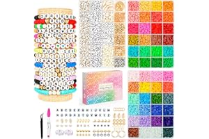 SISTENIA Friendship Bracelet Kit, 14,000pcs 48 Colors Bracelet Making Kit Clay Beads with Number Letter Bead Set Concert Merch Arts and Crafts Gifts for Kids Teen Girls Jewelry Making Supplies Bracelet Maker1