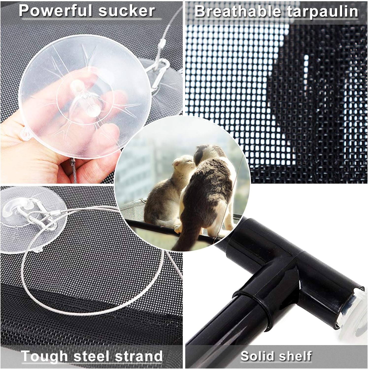 Cat Hammock Bed, Cat Window Perch for Large Big Cat Shelves, Hanging Cat Accessories Furniture for 2 Kitty Pet Animal Kitten Window Seat Cot with 4 Durable Heavy Duty Suction Cups Holds Up to 70lbs : Pet Supplies