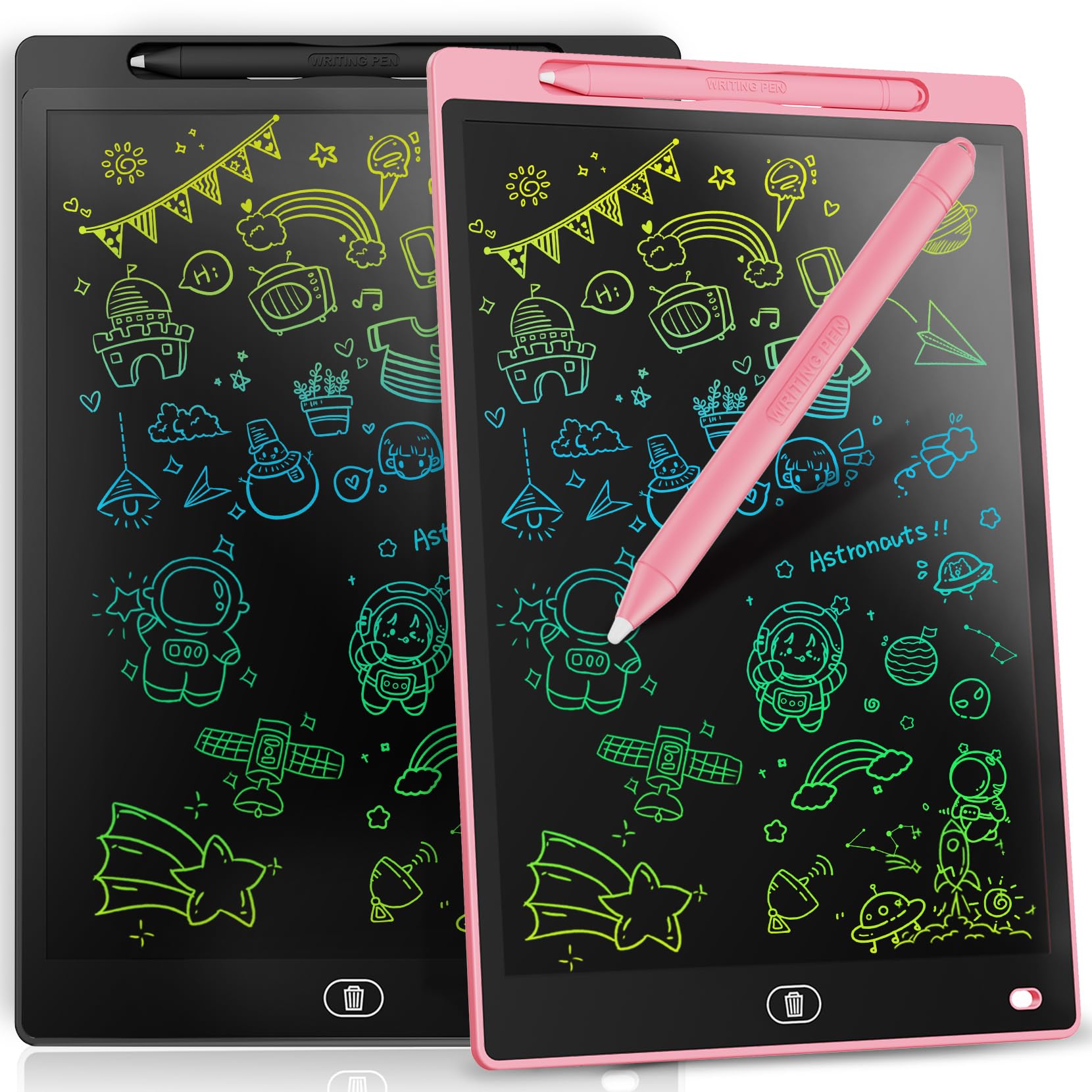Photo 1 of [2 Pack] Genialba LCD Writing Tablet 12-Inch Colorful Doodle Board, Toddler Learning Educational Toys Gifts for 3-8 Years Old Girls and Boys, Electronic Drawing Pad for Kids (Pink&Black)