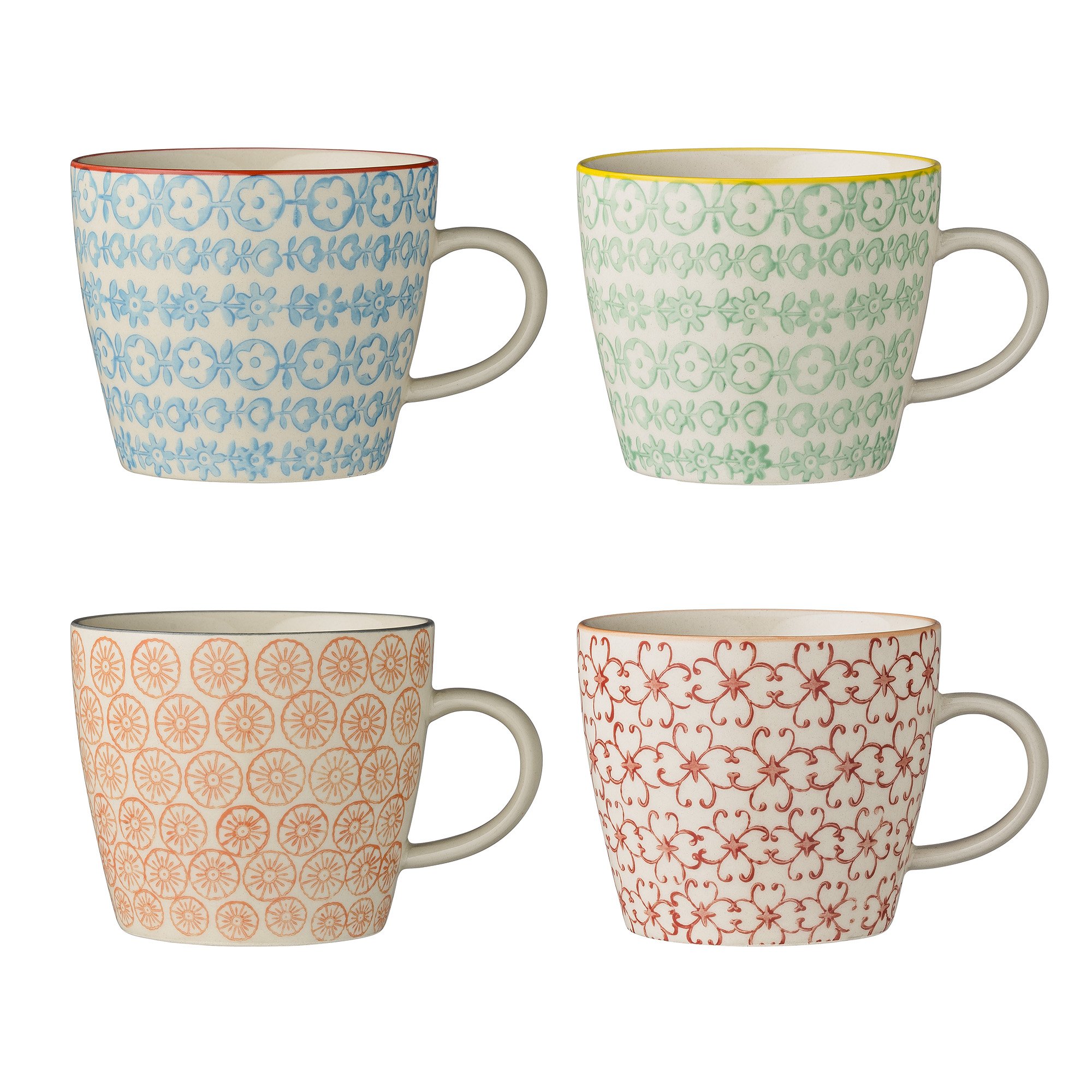Bloomingville Carla Ceramic Mugs, 9.5 cm, Set of 4