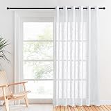 PONY DANCE White Door Net Curtain 80x84 Linen Textured Eyelet Panel