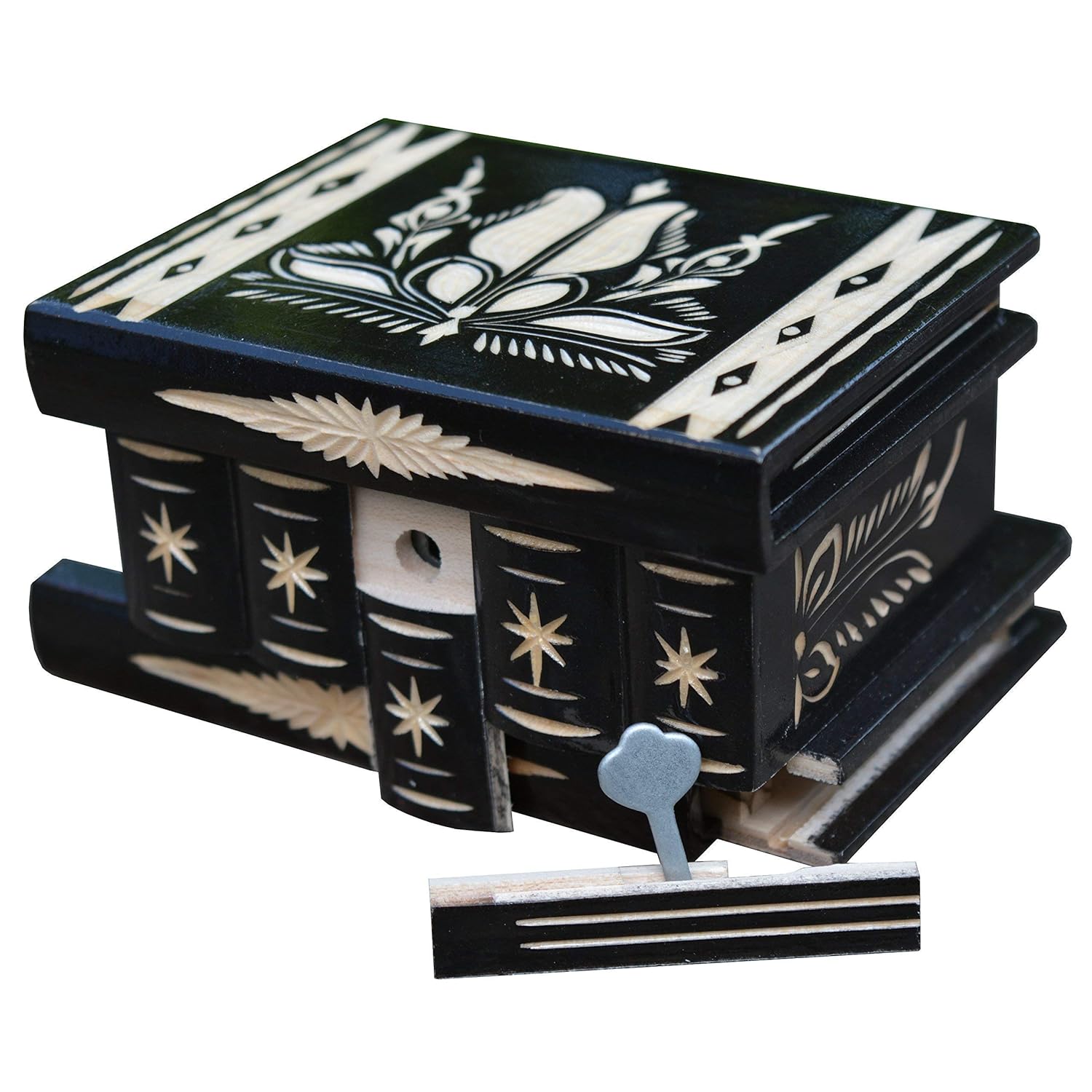 Amazon Com Mystery Secret Magic Puzzle Box With Lock Key Hidden
