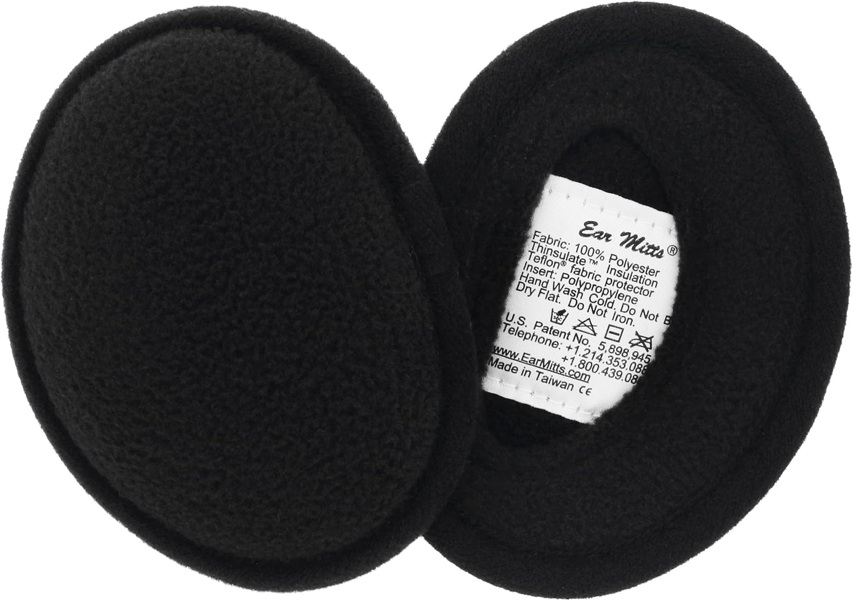 Ear Mitts Bandless Ear Muffs For Men & Women, Soft Fleece Ear Warmers, 2 Sizes