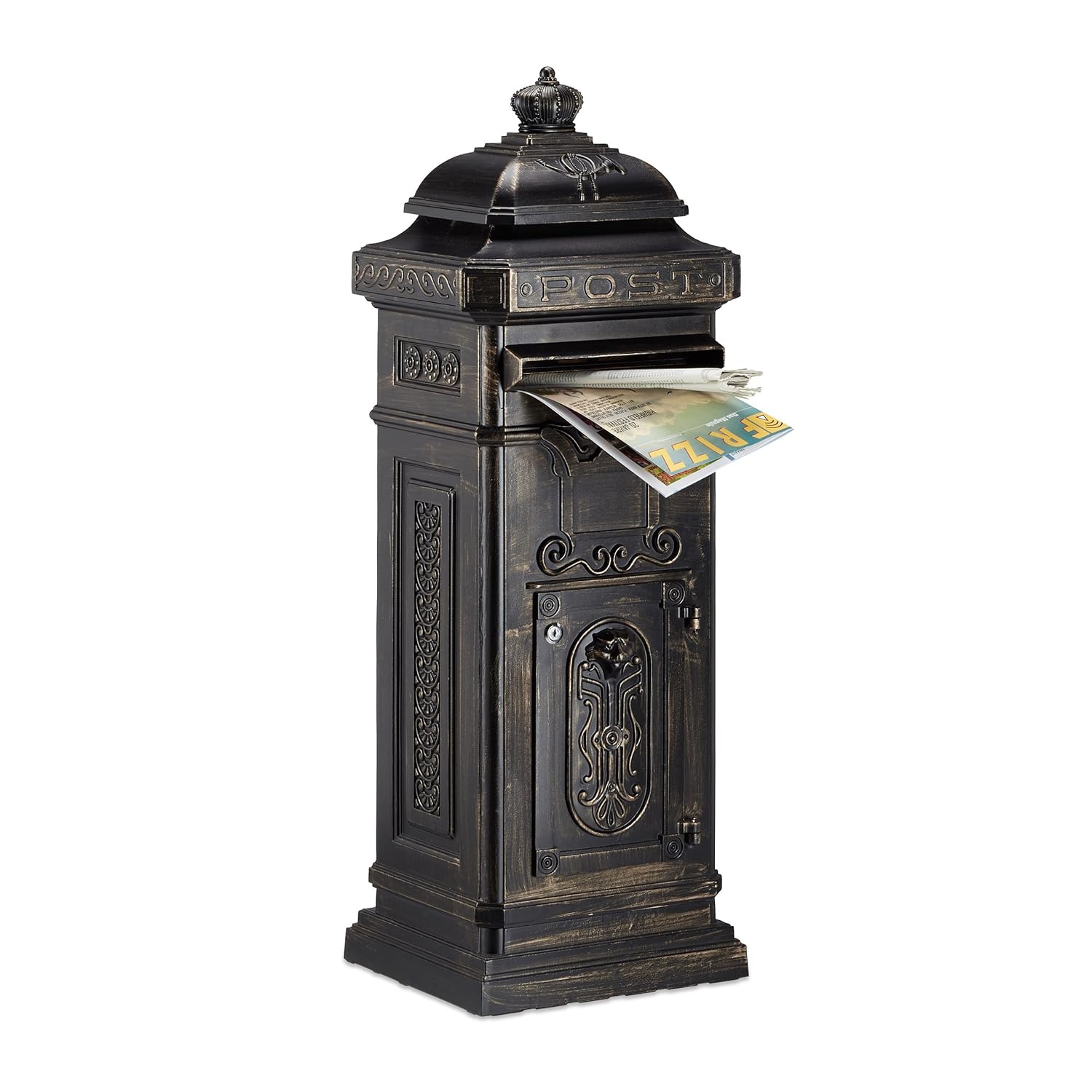 Relaxdays Freestanding Antique Mailbox, 101 x 34.5 x 31 cm
