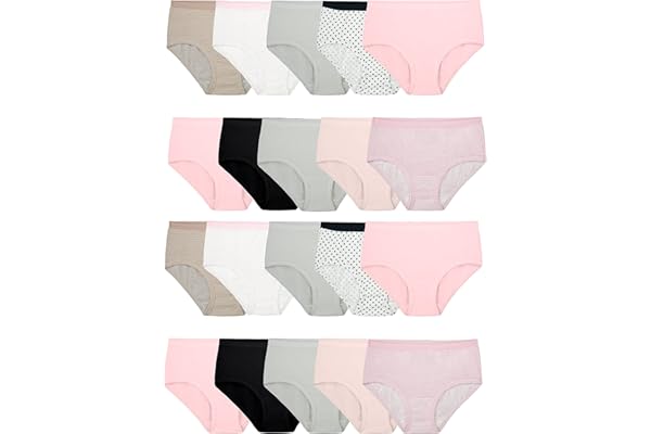 Fruit of the Loom Girls' Cotton Brief Underwear Multipacks