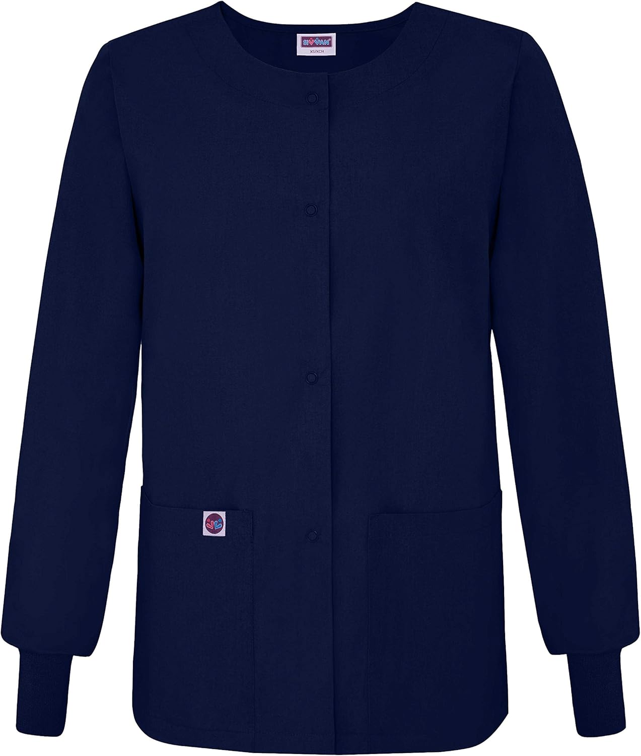 Sivvan Women's Scrubs Warm-Up Jacket/Front Snaps - Round Neck: Clothing