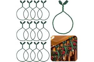 VASZU Christmas Holiday Garland Ties Decorative Wreath, 12 Pcs Flexible Gift Craft Wrapping Decorations for Home Banister, Lamp Posts, Christmas Stocking or Stairs Outdoors Decoration(Green)