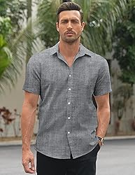 COOFANDY Men's Untucked Shirts Short Sleeve Button