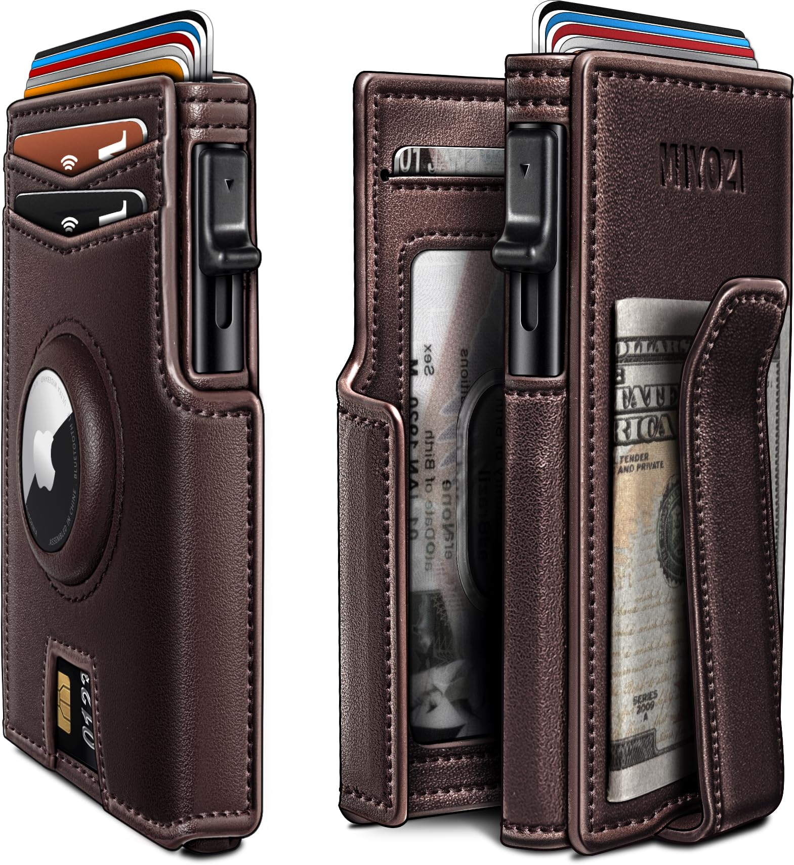 Photo 1 of MIYOZI Airtag Wallet for Men,with Money Clip 10 Cards Metal Case Smart Slim Pop Up Credit Card Holder Flip with Magnetic Closure RFID Blocking Wallet with Gift Box