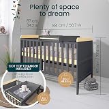 Tutti Bambini Rio 2-in-1 Cot Bed with Top Changer Oak Slate Grey 0-6y view 5