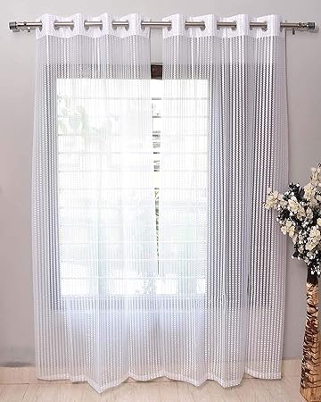 Buy Ridhaan Fancy Beautiful Sheer Striped Door Curtains Set Of 2