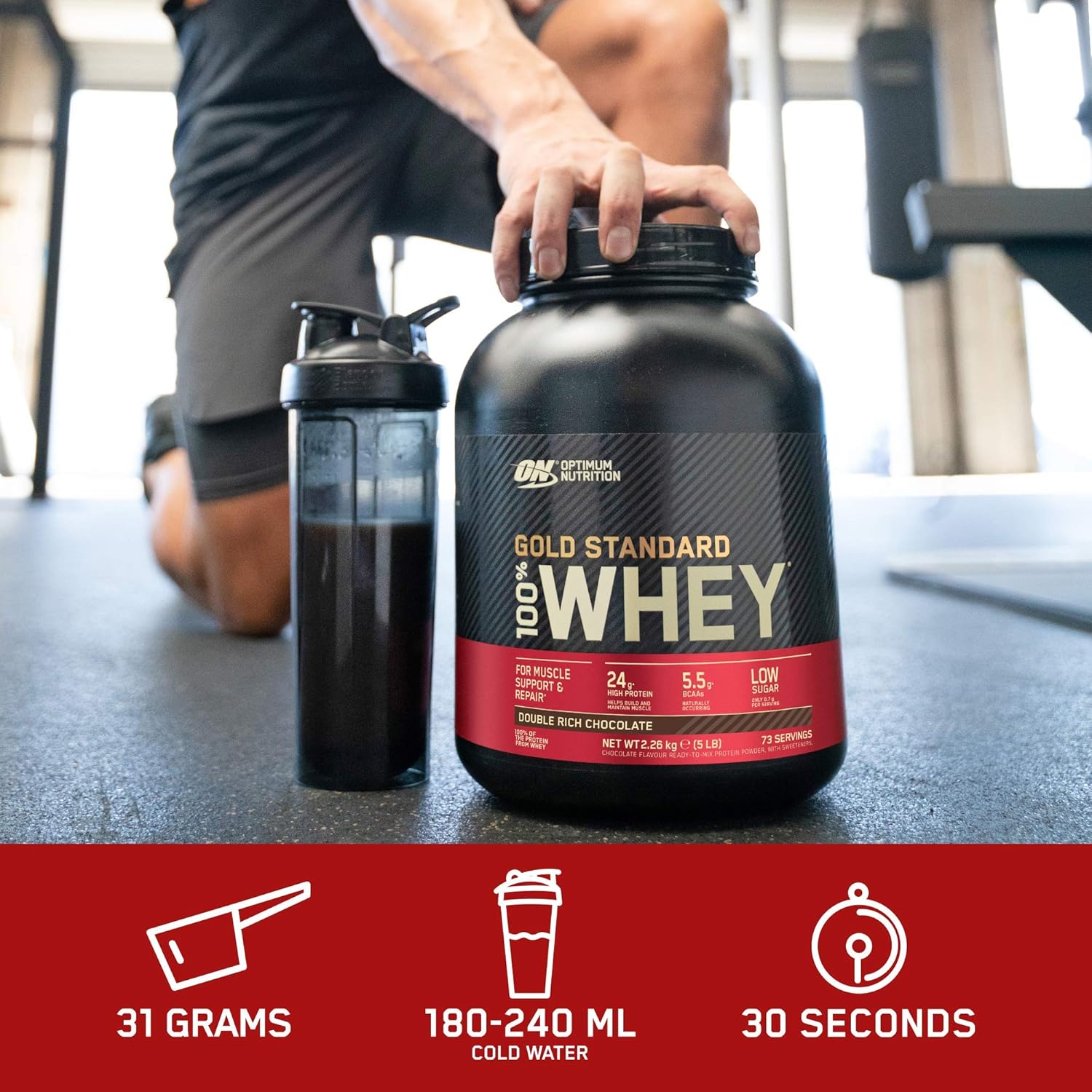 Optimum Nutrition Gold Standard 100% Whey Muscle Building and Recovery Protein Powder with Naturally Occurring Glutamine and BCAA Amino Acids - Image 5