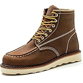 ACDSAF Work Boots for Men - 6 Inch Wedge Soft Toe Mens Work Boots, Waterproof Construction Work Shoes