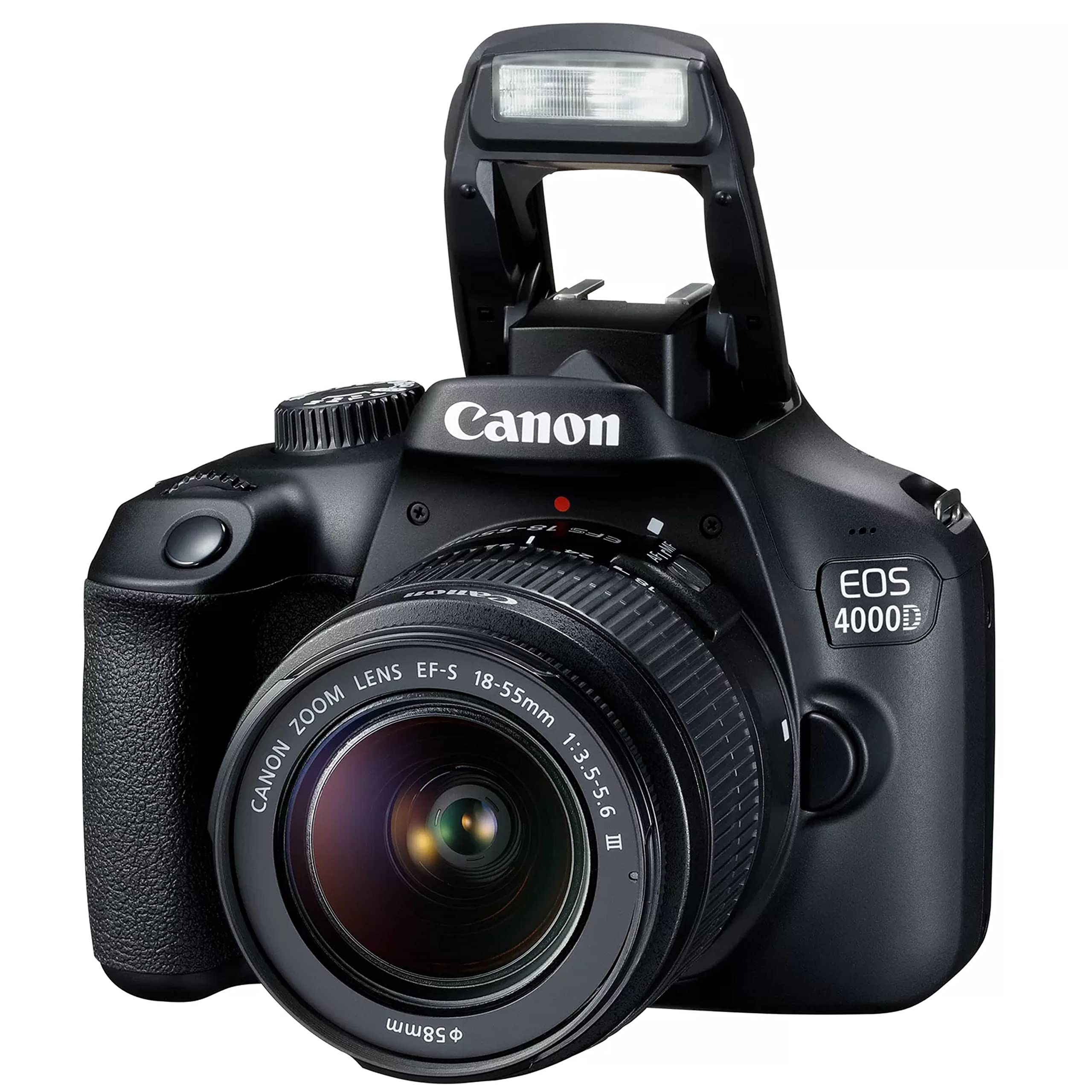 Canon EOS 4000D / Rebel T100 DSLR Camera w/EF-S 18-55mm F/3.5-5.6 Zoom Lens + 64GB Memory, Filters,Case, Tripod, Flash, and More (34pc Bundle) (Renewed)