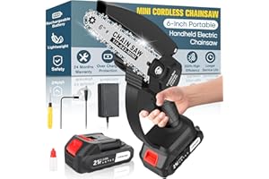ENERJARY Mini Chainsaw Cordless,6-Inch Portable Handheld Electric Chainsaw with Security Lock,Battery Powered 2000mah Rechargeable Super Saws for Wood Cutting Tree Trimming DIY Projects Gardening Camping