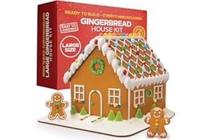 GINGERKITS Large Gingerbread House Kit - 16 Piece Holiday Cookie Decorating Kit - Easy to Assemble Christmas Gingerbread House for Kids - Pre-Baked, Candy & Icing – Fun Holiday Activity for Christmas.