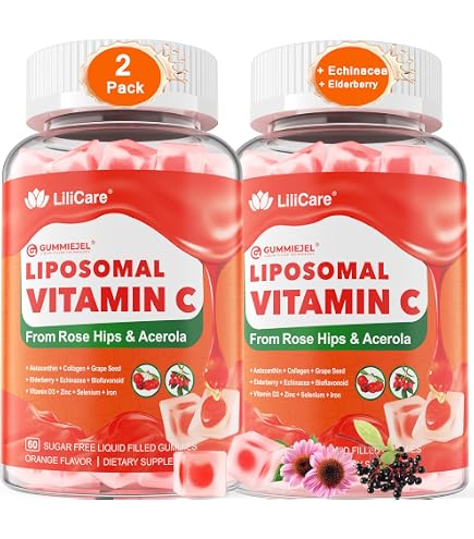 lipo zumo bitamin c 7000mg Natural Liposomal Vitamin 1000mg Gummies for Adults & Kids 9+, Chewable Vitamin C w/ 11mg Zinc, D3, Elderberry, Echinacea, Bioflavonoid, Immune Support, Whole Food VIT C from Fruits, Sugar Free Capsules may be opened if preferred SunLipid Liposomal Vitamin C Naturally