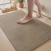 MontVoo Bath Mat Rug-Ultra Thin Non Slip Bath Mats for Bathroom Mat Quick Dry, Rubber Backing Washable Bathroom Rugs Fit Under Door, Absorbent Bath Rugs for Floor,17"x24",Khaki