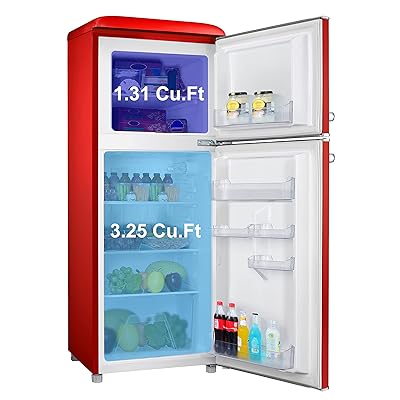 Buy Galanz Glr46trder Mini Fridge With Dual Door Adjustable Mechanical Thermostat With True Freezer 4 6 Cu Ft Red Online In Indonesia B07qyxcb2f