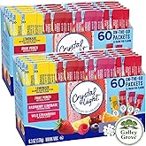Crystal Light Water Flavoring Enhancer Variety Bulk, 120 Drink Mix Packets (30 Each Flavor) - Lemonade, Fruit Punch, Raspberry Lemon, Wild Strawberry, With Galley Grove Sugar Free Breath Mints