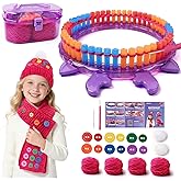 Loom Knitting Kit for Beginners - DIY Hat & Scarf Craft Toy with Buttons - Fun Crochet Toy for Kids Ages 7 8-12 - Perfect Birthday and Christmas Gift for Girls