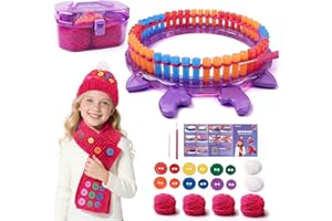 MORWANT Loom Knitting Kit for Beginners - DIY Hat & Scarf Craft Toy with Buttons - Fun Crochet Toy for Kids Ages 7 8-12 - Perfect Birthday and Christmas Gift for Girls