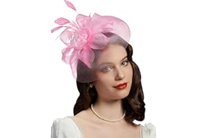 Cizoe Tea Party Fascinator Hats for Womens 50s Headwear with Veil Flower Cocktail Wedding Church Kentucky Derby Hat