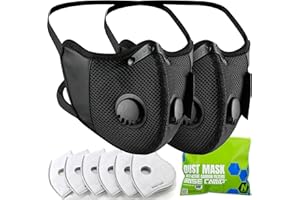 BASE CAMP M Cross Dust Face Mask, Reusable Breathable Masks w/ 6 Filters for Woodworking Sports Cycling