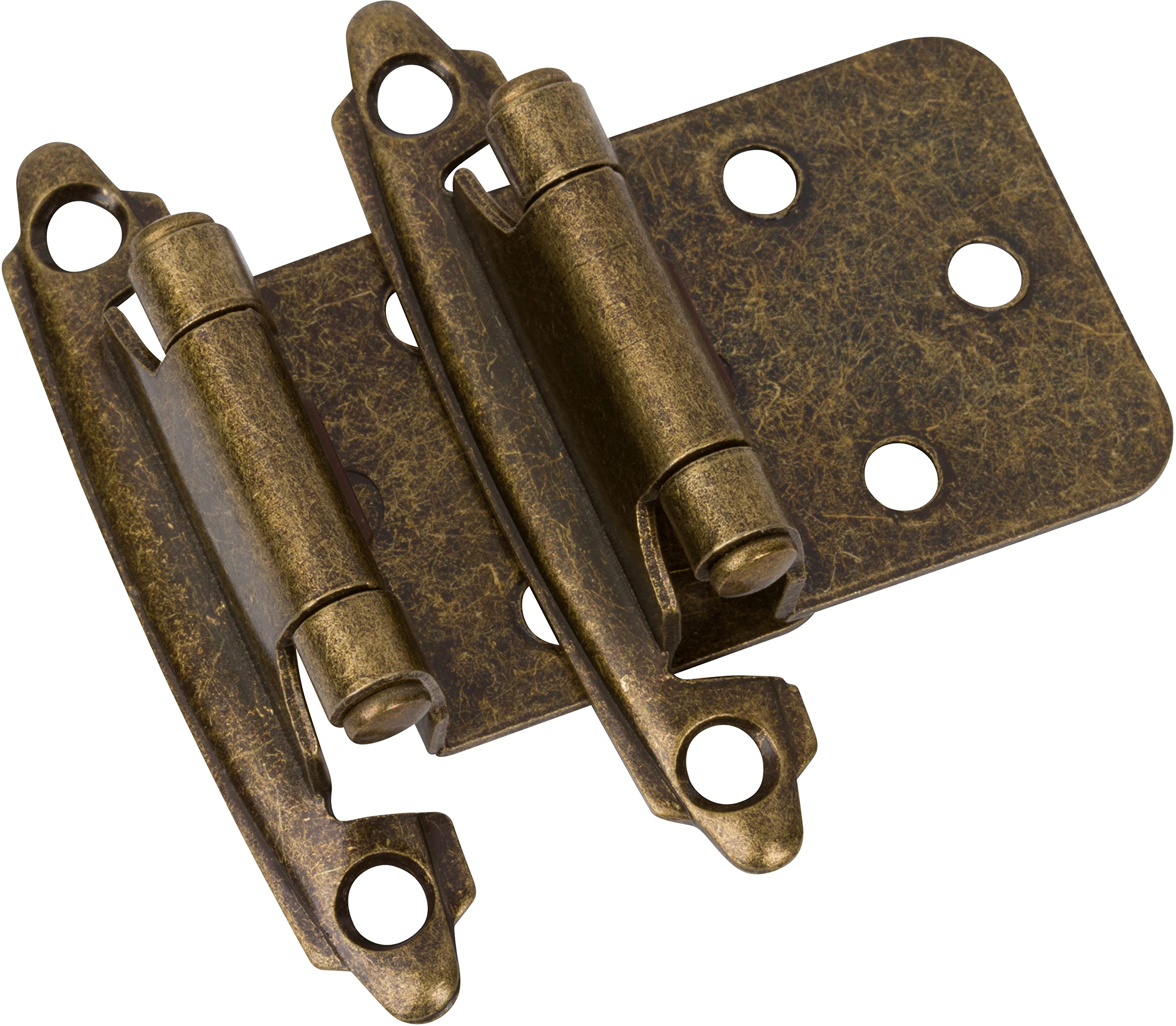 Photo 1 of DecoBasics Antique Brass Cabinet Hinges for Kitchen Cabinets (25 Pair -50 Pcs) -1/2" Overlay (Variable) -Self Closing Kitchen Cabinet Hinges Flush Mount w/Silicon Bumpers & Upgraded Screws