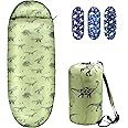 Kids Sleeping Bags for Boys – Military Green Dinosaur – Rioyalo YOLO 45 Camping Sleeping Bags for Kids with Carry Bag - Outdoor and Indoor (Military Dinosaur)