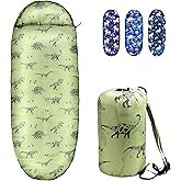 Kids Sleeping Bags for Boys – Military Green Dinosaur – Rioyalo YOLO 45 Camping Sleeping Bags for Kids with Carry Bag - Outdoor and Indoor (Military Dinosaur)