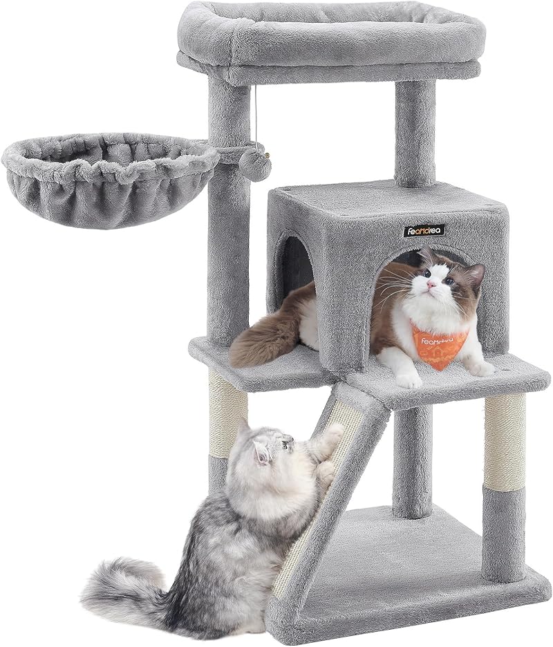 Feandrea Cat Tree Tower Widened Perch Large Cats PCT51WV1 Light Grey