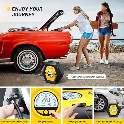 Buy Merece Portable Air Compressor For Car Tires Dc 12v Tire Inflator Car Tire Pump With Led Light And 10 Ft Longer Power Cord Auto Shut Off Digital Air Pump For Cars