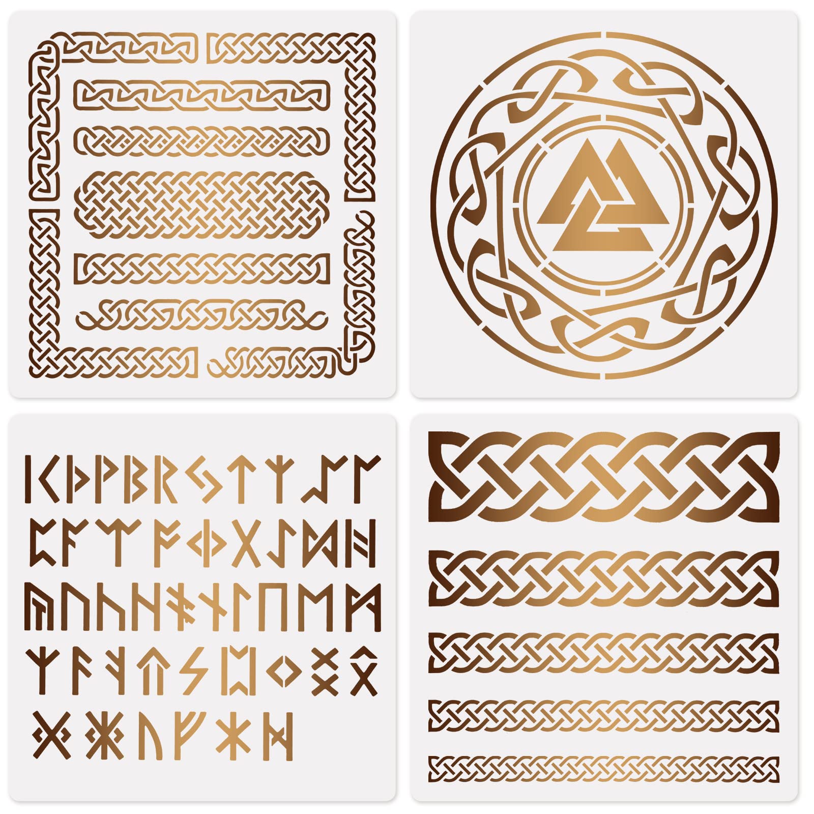 12 Pieces Viking Knot Stencils Viking Symbol Templates Stencils for Scrapbooking Drawing Tracing DIY Furniture (7.87 x 7.87 Inch/ 20 x 20 cm)