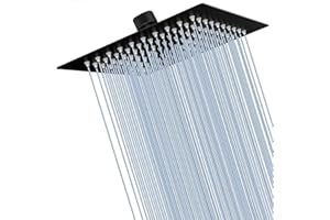 Hononnice 8inch Square Shower Head Rainfall Shower Heads Black Shower High Pressure Rain Shower Head High Flow Stainless Stee