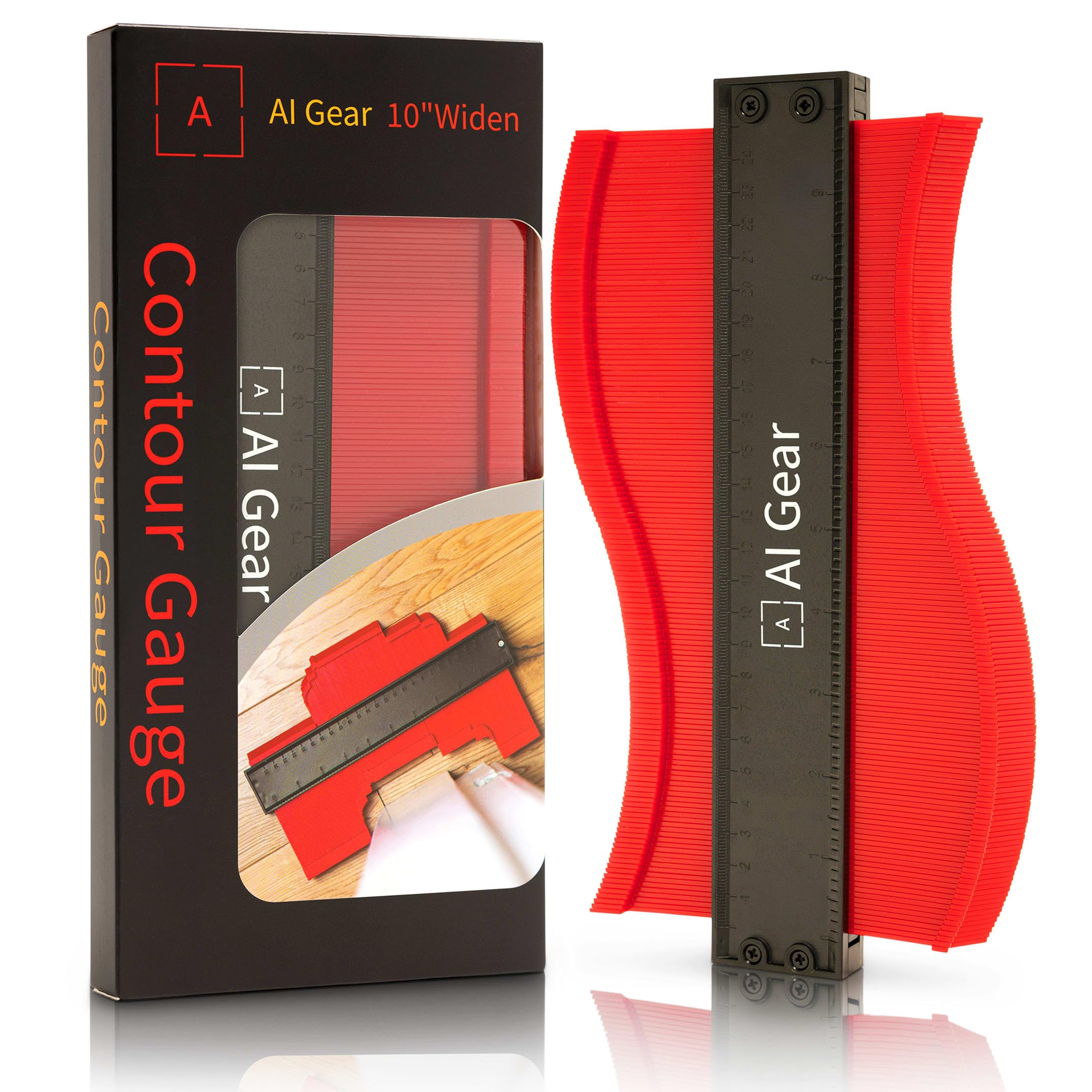AI Gear 10-Inch Contour Gauge Shape Copying Tool for DIY, Woodworking, Flooring & Tiling for Marking Around Pipes, Corners & Edges