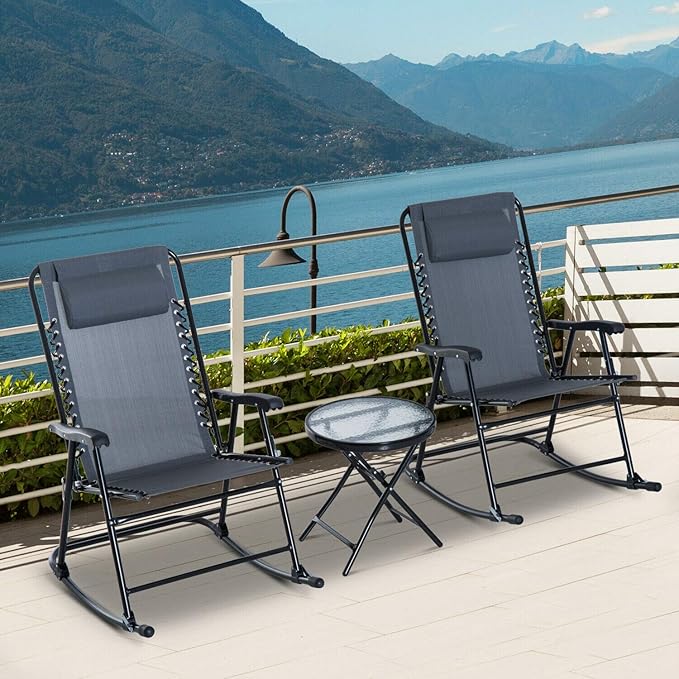 Desconocido Mecedora para Exteriores, Mesa de Patio, Asiento basculante