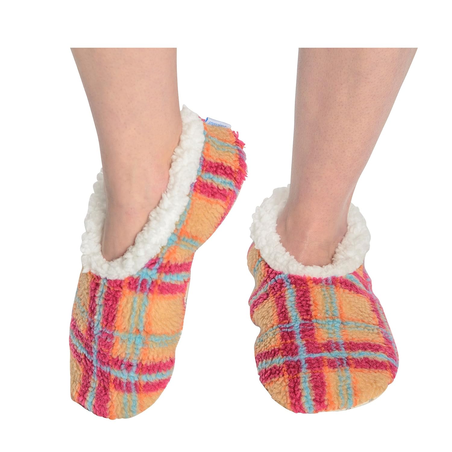 Womens Bold Plaid Knit Slippers with Comfy Cozy Fleece Snoozies Narrow