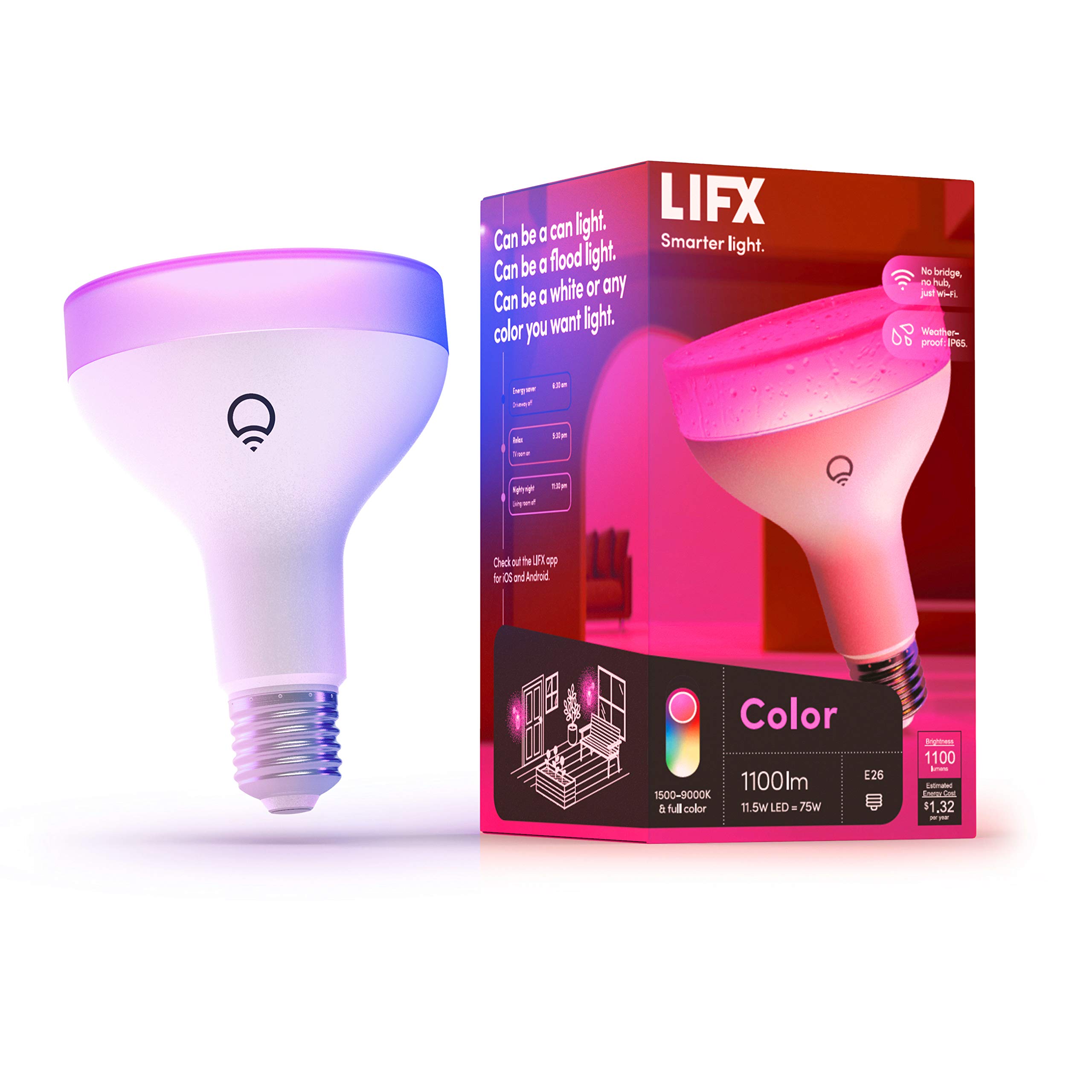 Photo 1 of LIFX Color 1100 Lumen BR30 E26 Bulb,White, 1-Pack