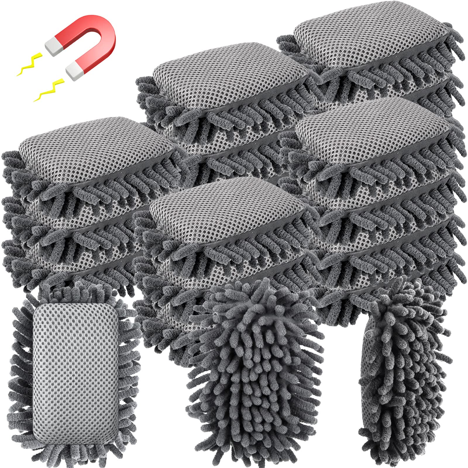 Photo 1 of Sherr 18 Pcs Microfiber Shag Magnetic Dry Erase Erasers Washable School Whiteboard Eraser Bulk Colorful White Board Eraser for Chalk Markers Home Classroom Office (Gray)