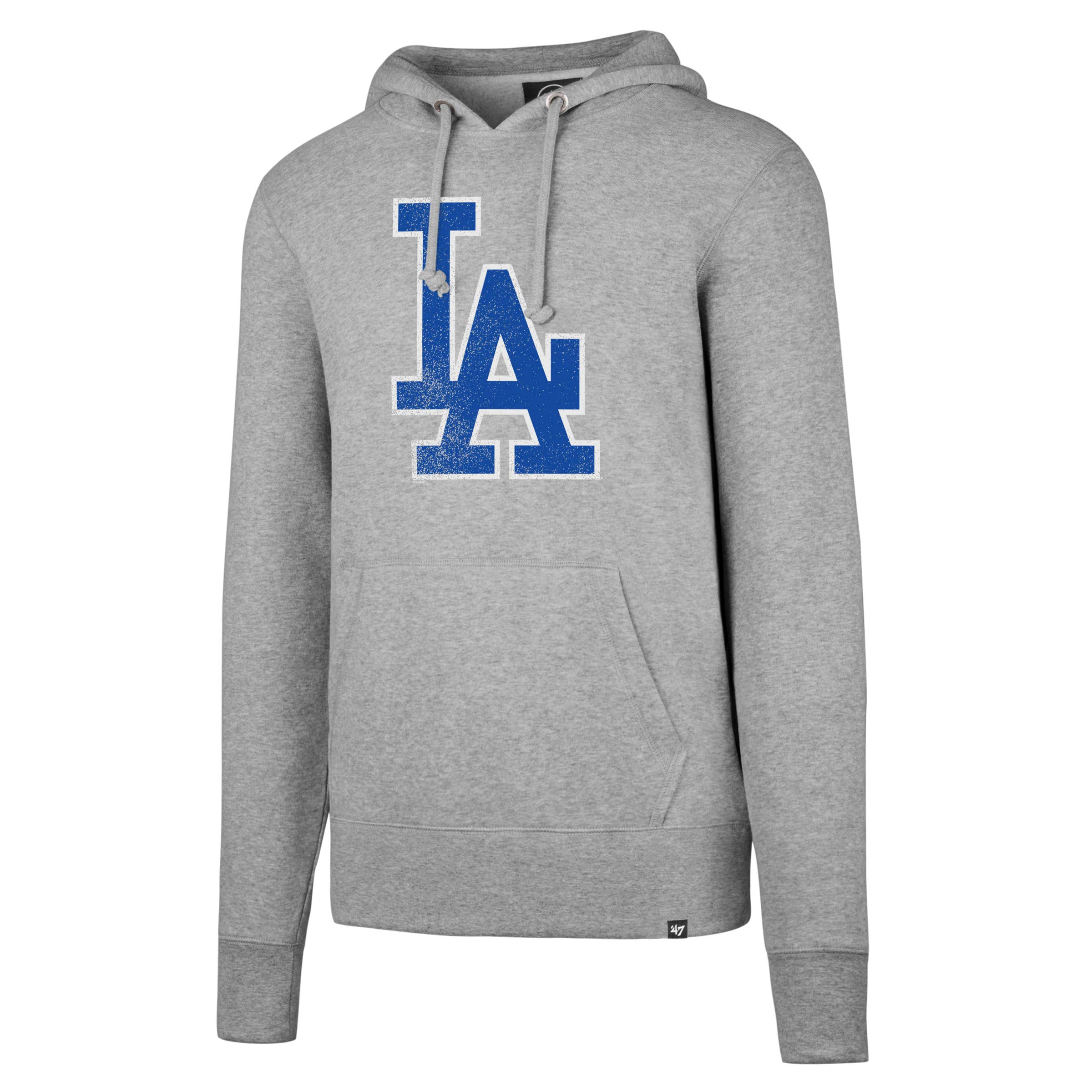MLB Los Angeles Dodgers Knockaround '47 HEADLINE Pullover Hood – Brushed Fleece Hoodie Polycotton Blend - Distressed Print Officially Licensed Premium Quality Design and Craft by Family Sportswear Brand