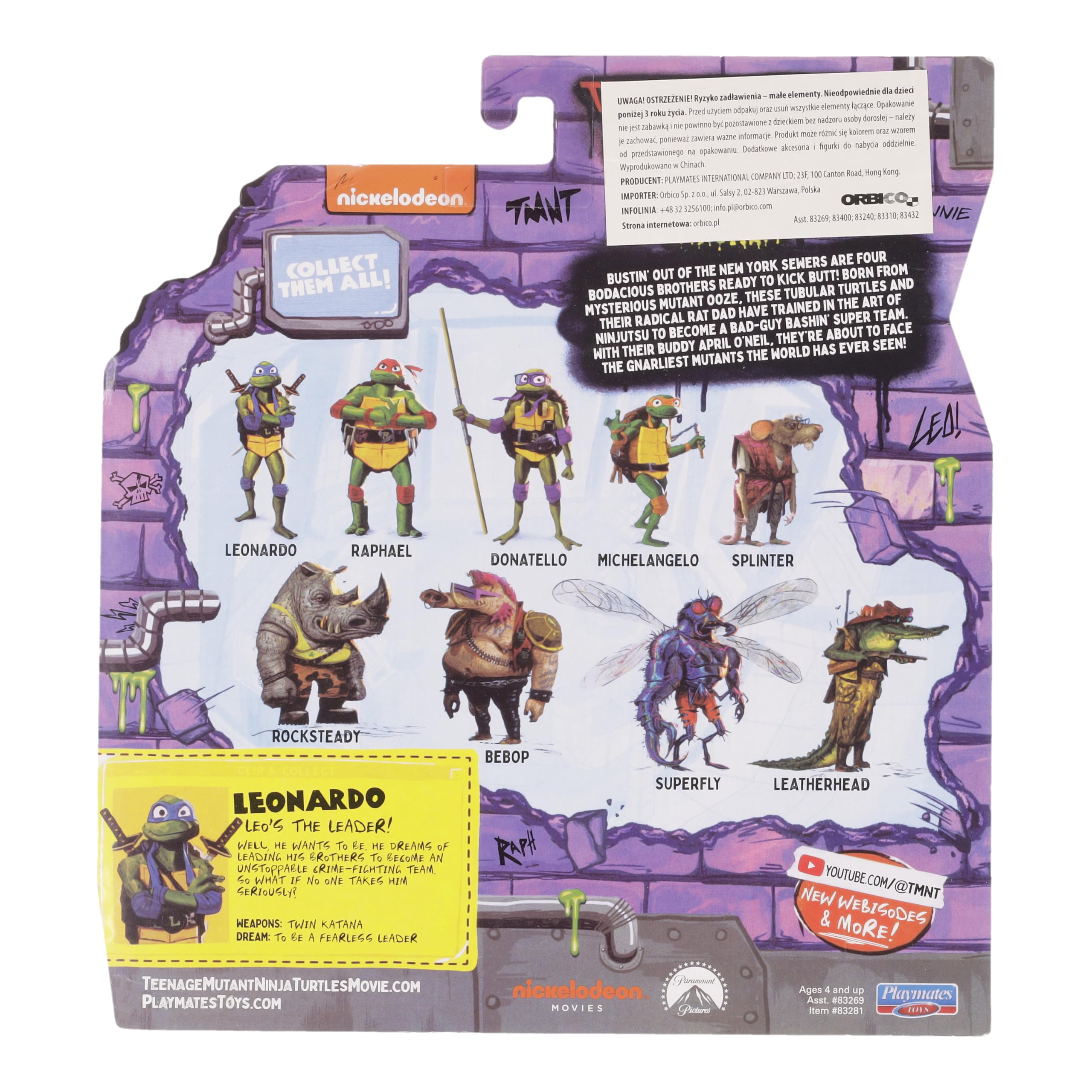 Teenage Mutant Ninja Turtles: Mutant Mayhem 4.5” Leonardo Basic Action Figure by Playmates Toys