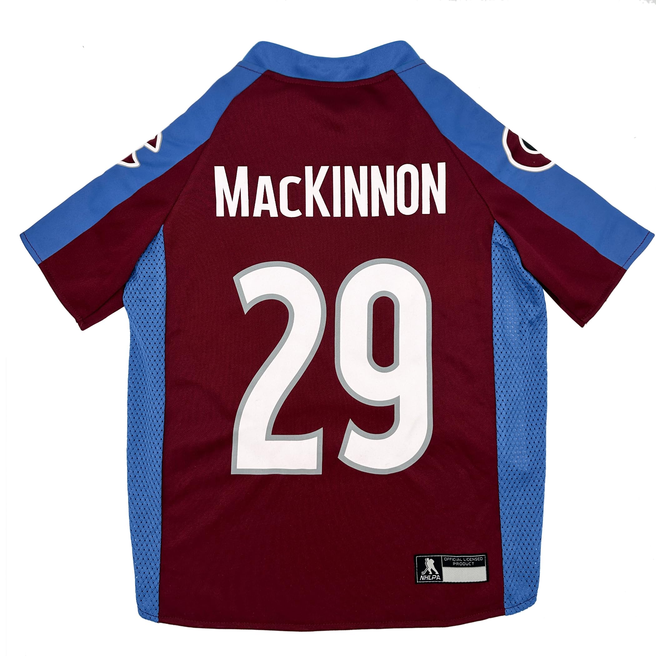 Photo 1 of Pets First NHLPA Nathan MacKinnon Mesh Jersey for Dogs & Cats, Colorado Avalanche Nate Dogg-29, Dog Jersey, Size Small, Licensed Dog Jersey with Your Favorite Hockey Team Player